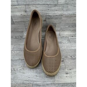 Clarks Danelly Adira Tan Leather Perforated Espadrille Flats‎ Women Size 11M